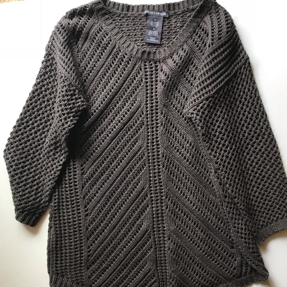 Crochet Knit Sweater 3/4 sleeve